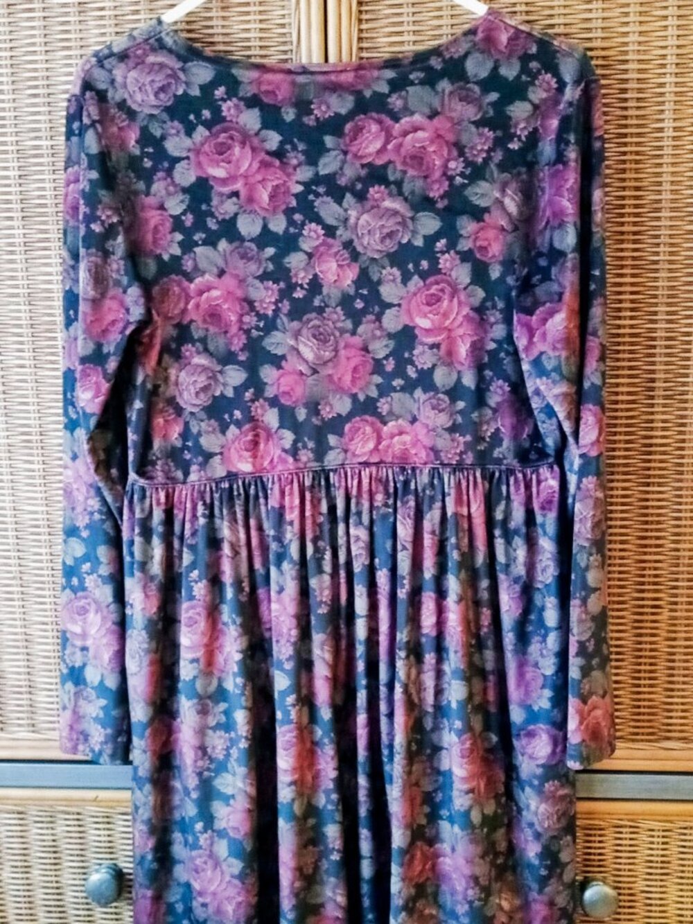 Vintage Moda INTL (Victoria's Secret) Velvet Babydoll Black Floral Tunic Dress M - Picture 4 of 13